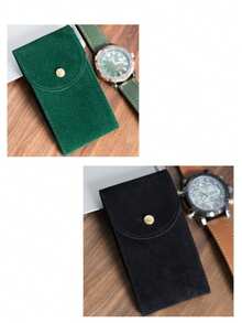 1/6pcs Vintage Flocked Watch Storage Bags, Double-Layer Compartment Watch Case Protection Bags, Flocked Scratch-Resistant Portable, Watch Storage, Business Card Holder Multi-Use, Home, Travel, Collection, Holiday Gift Watch Bags - one-size - View 5