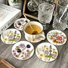 2D透明杯垫，彩色印花杯垫，情人节、婚礼、生日礼物，桌面装饰，野花艺术设计，2D平面图案，家居装饰及派对用品，送给女性朋友的定制个性化礼物（底部可撕开） - 彩色 - 查看 4