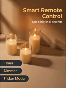 3pcs LED Flameless Candles With Remote Control, White, Suitable For Christmas Decoration. Can Be Used As Home Tabletop Decor Or Birthday Party Lighting. A Perfect Gift For Family And Friends! - White - View 4