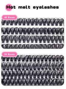 12 Rows 240pcs 40D+50D Dense Synthetic False Eyelashes, 12-16mm Mixed Length, Waterproof, Suitable For Daily Or Special Occasions (Random Base Card) - D - 查看 2