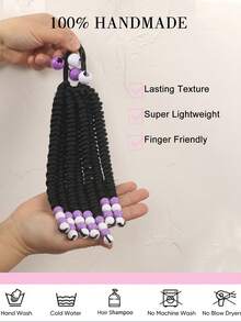 1pc Kids Braided Ponytails For Girls Box Braid Ponytail Hair Extension Synthetic Beads In The End - Black - View 7