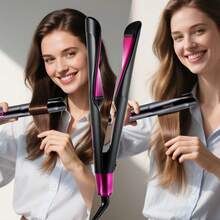 YTWO Multifunctional Straightening & Curling Iron, 11 Adjustable Temperature Settings, Ionic Straightening Brush, 6-In-1 Twisting Straightening & Curling Iron, 65° Rotating 1-Inch Straightening Brush, Tourmaline Ceramic Negative Ion Hair Styling Tool - View 10