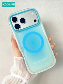 KOOLIFE 1pc Light Blue Gradient Macaron Magnetic Wireless Charging Phone Case, Bright Blue Contrast Camera Frame IMD Gradient Texture, TPU+PC Dual Layer Shockproof Anti-Impact Protective Shell, Fresh Summer Minimalist Style, Anti-Fingerprint Daily Gift Phone Case, Compatible With Iphone 18 Pro/18 Pro Max/17/17 Pro/17 Pro Max/16/15/14/13 - Blur Blue - View 2