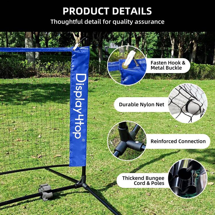DISPLAY4TOP 3M/4M/5M Adjustable Badminton Net – Portable Tennis Net With Stand & Carry Bag, Quick Setup For Backyard, Pickleball, Volleyball & Family Sports - 4M - View 4
