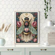1 pièce | Peinture de diamant DIY 5D | Kit de peinture de diamant motif abeille et floral, ensemble d'artisanat de mosaïque à perçage complet rond, peinture de diamant haute définition, se concentrer et se détendre grâce au DIY, convient pour la décoration murale du salon, de la chambre, du bureau, cadeau de décoration de maison surprise pour les fêtes pour la famille et les amis, sans cadre - Pas de cadre - Voir 5
