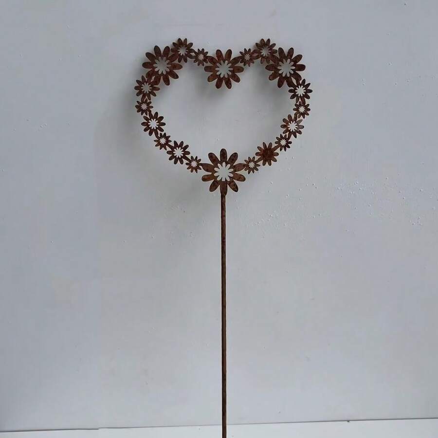 1pc Outdoor Heart-Shaped Garden Decor - Sturdy Construction, Suitable For Valentine's Day, Wedding, Anniversary - Romantic Yard, Patio Or Indoor Decoration - No Electricity Needed, Easy To Install With Ground Stake - Perfect Couple Gift, Patio Accent, Rustic Charm, Exquisite Design - A - View 1