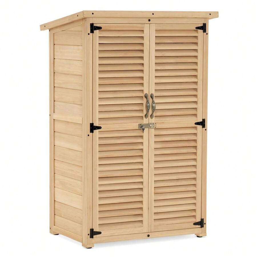 Outdoor Storage Cabinet, Wooden Storage Shed With Latch, Outside Garden Tool Shed With 2 Doors For Patio Yard Lawn, 0709 Natura - Multicolor1 - View 1