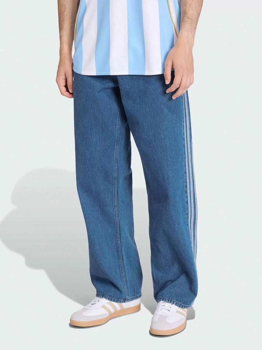 Adidas Men's Clover Denim Sweatpants, Loose Fit, Breathable, Casual, Versatile Long Pants - Denim Blue - View 1