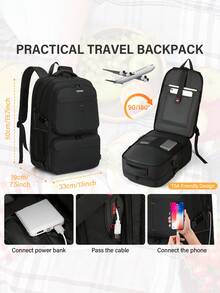 NEWHEY Men's Lunch Backpack, 17.3 Inch Laptop Backpack With USB Charging Port, Waterproof Work Backpack With Insulated Lunch Bag, Travel, Anti-Theft, Casual - Multicolor - View 5