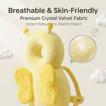 A Soft Baby Carrier Backpack With An Adjustable Plush Backrest In The Shape Of A Cartoon Animal, Made Of Colorful Polyester Fiber. - Wasps - View 7