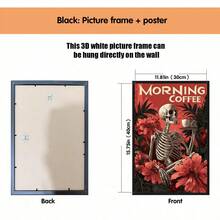 1 peça, Arte de Parede em Tela, Decoração de Parede Emoldurada, Pintura em Tela Vintage com Caveira de Café Bom Dia e Flor Vermelha, Pôster Decorativo Sem Moldura Estilo Gótico Dark Academia Popular, Decoração de Bar de Café, Decoração de Casa Moderna, Decoração de Quarto, Decoração de Dormitório, Decoração de Quarto, Decoração de Sala de Estar, Decoração de Banheiro - Caveira de Café - Visão 15