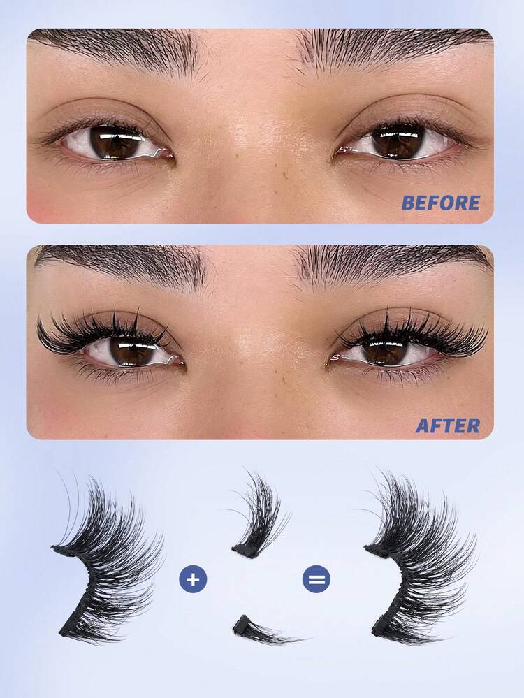MAANGE 2/1 Pair C-Curl Magnetic False Eyelashes/10 Pairs Half Eyelashes, With Applicator, 10-14mm, Fox Eye, Cat Eye, Portable, Natural & Realistic, Reusable, Strong Magnetic Adsorption, No Glue Or Makeup Remover Needed, Create Natural Lengthening, Curling & Eye-Enlarging Effect, Travel Essential, Women's Gift, False Eyelashes, Half Eyelashes, Eyelashes - Cat Eye Lashes - View 7