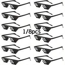 Pixel Mosaic Funny Party Glasses, PVC One-Piece Cut Lightweight Pressure-Free Nose Design, Retro Viral Funny Eyeglasses, Theme Party Birthday Wedding Gathering Photo Props, Fun Quirky Costume Accessories, Multiple Options Available Holiday Atmosphere Decorative Gift - A - View 3