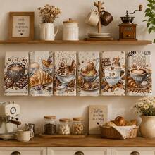 2/4/6pcs Set, Dish Towel, Kitchen Towel, Coffee Croissant Chocolate Pattern Printed Tea Towel, Dish Cloth, Cleaning Cloth, 40cm*60cm Soft Absorbent Drying Cloth, Kitchen Decor, Table Decor, Home Goods, Used For Kitchen Wiping Cookware Or Holiday Gift, Gift For Mom, Housewarming Gift, Reusable Kitchen Cleaning Cloth - Multicolor - View 3