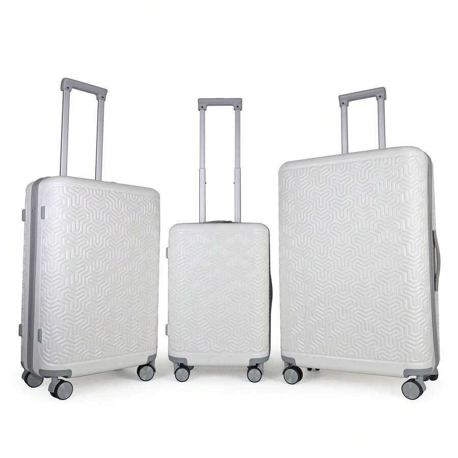 JLY 3-Piece Luggage Set Hard Shell Suitcases ABS+PC, Spinner Wheels, TSA Lock, Lightweight Travel Set - 白色 - 查看 1