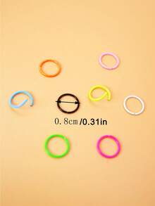 16pcs Fluorescent Colorful Fashion Cute Stainless Steel Nose Rings For Daily Wear - Multicolor C-type + O-type - View 2