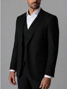 Slim Fit 3 Piece Suit – Sophistication With Stylish Vest - 黑與白 - 查看 2
