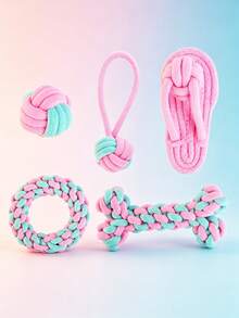 1/2/3/4/5/6/7pcs Pet Dog Cotton Rope Toy Set, Durable Chewing & Teething Rope Toys For Medium & Puppy Dogs, Teeth Cleaning Interactive Tug Rope Toys, Pet Chew Toys - Multicolor - View 11