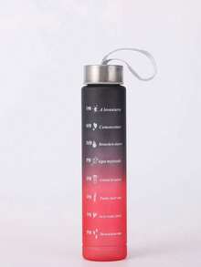 1 pieza, Botella de agua con capacidad grande de 300/800/2000ml y color degradado, taza portátil con pajita para deportes y viajes al aire libre - Color degradado negro y rojo. - Ver 4