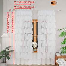 FLYINGCURTAINS 1pc French Elegant Ruffle Sheer Curtain, Nordic Luxury Solid Color Translucent Lightweight Soft Ruffle Window Curtain, Suitable For Living Room, Bedroom, Party, Holiday Home Decor,Outdoor/Indoor - Multicolor - View 11