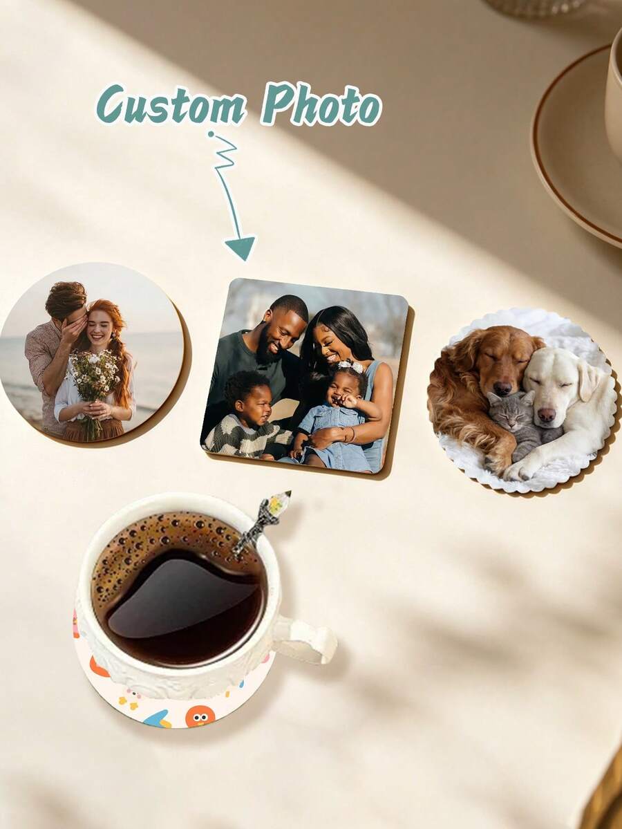 50/100/200pcs Customized Disposable Coasters, Customized Image/Logo Paper Coasters, Suitable For Party/Kitchen/Restaurant/Bar/Cafe/, Suitable For Anniversary, Birthday, Engagement, Party, Wedding, Gathering Decoration, Personalized Gift - Multicolor - View 1