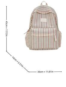 LECEY Women's Letter Print Denim Portable Large Capacity Backpack - Red - View 9