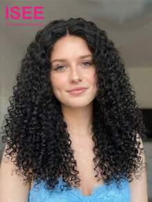 ISEE HAIR 捲翹捲髮無膠假髮 真人髮 7x5 HD 預漂白蕾絲假髮 180% 密度 8-30 英吋 預剪蕾絲 預拔髮際線 自然色 真人髮 女性日常使用 - SNatural - 查看 2