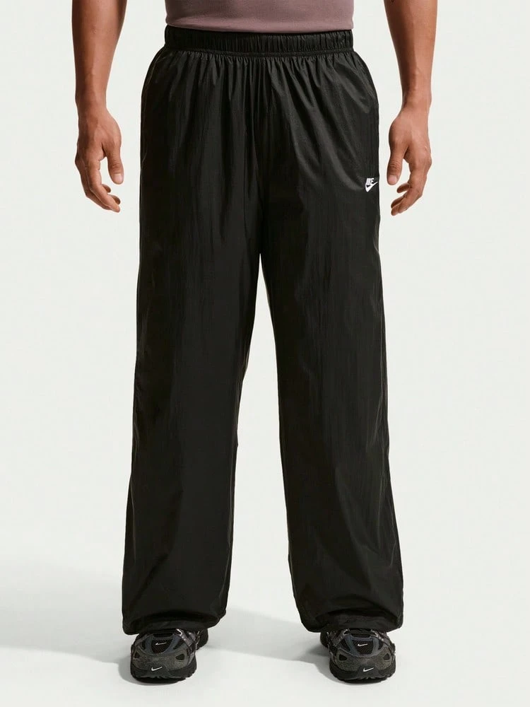 Nike Men's Embroidered Versatile Loose Fit Sports Long Pants For Running, Hiking And Travel - Black - View 1