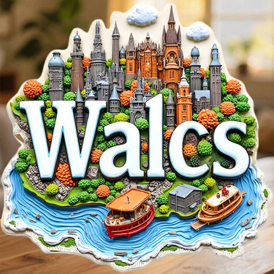 Walcs River-Wrapped Old Town Gothic Spires And Autumn-Kissed Stone Bridges Magnet Where The Castle Dreams Along The Quiet Water Keepsake For All Metal Surfaces Throughout The Home - A - View 1