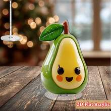 2D Flat Avocado Olive Face Rotating Acrylic Desktop Ornament - Whimsical Kitchen Decor, No Electricity Required, Suitable For Indoor/Outdoor Use, Perfect For Housewarming Gifts And Holiday Celebrations, Halloween Decor, Holiday Decoration - A - View 2