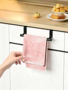 No Drill Single Bar Towel Rack, Cabinet Door Hanging Holder, Kitchen Storage Organizer - Multicolor - View 6