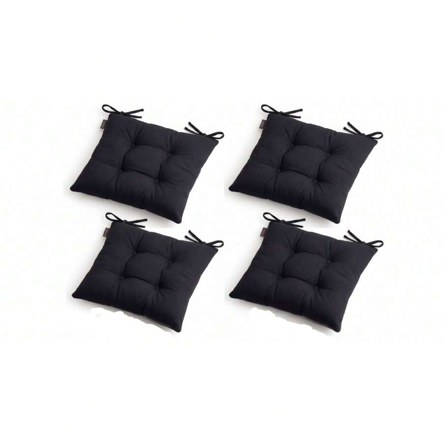 4-Piece Premium Luxury Chair Cushion Set – Soft Filled Comfortable Seat Pads, Non-Slip Base Stylish Design, For Kitchen & Dining Room Chairs - Hitam - View 1