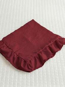 1pc Burgundy Ruffled With Ties Solid Color Long Pillowcase (Without Insert), Comfortable And Breathable Polyester Fiber Suitable For All Seasons, Applied To Bedroom Scenes, Home Decoration, Versatile Daily Fresh And Cute - Burgundy - View 8