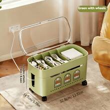 1pc Cable Management Box With Wheels, Double-Layer Transparent Lid Cable Organizer, Compartment Socket & Charger Storage Rack, Home Desktop Dust-Proof Heat Dissipation Cable Box - View 3