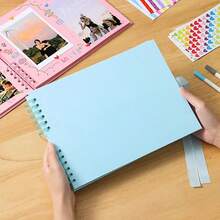 1pc 30-Page Kraft Paper Notebook, Wedding Anniversary Family DIY Scrapbook, Includes Scrapbook Stickers And Corner Protectors - D-Multicolor - View 6