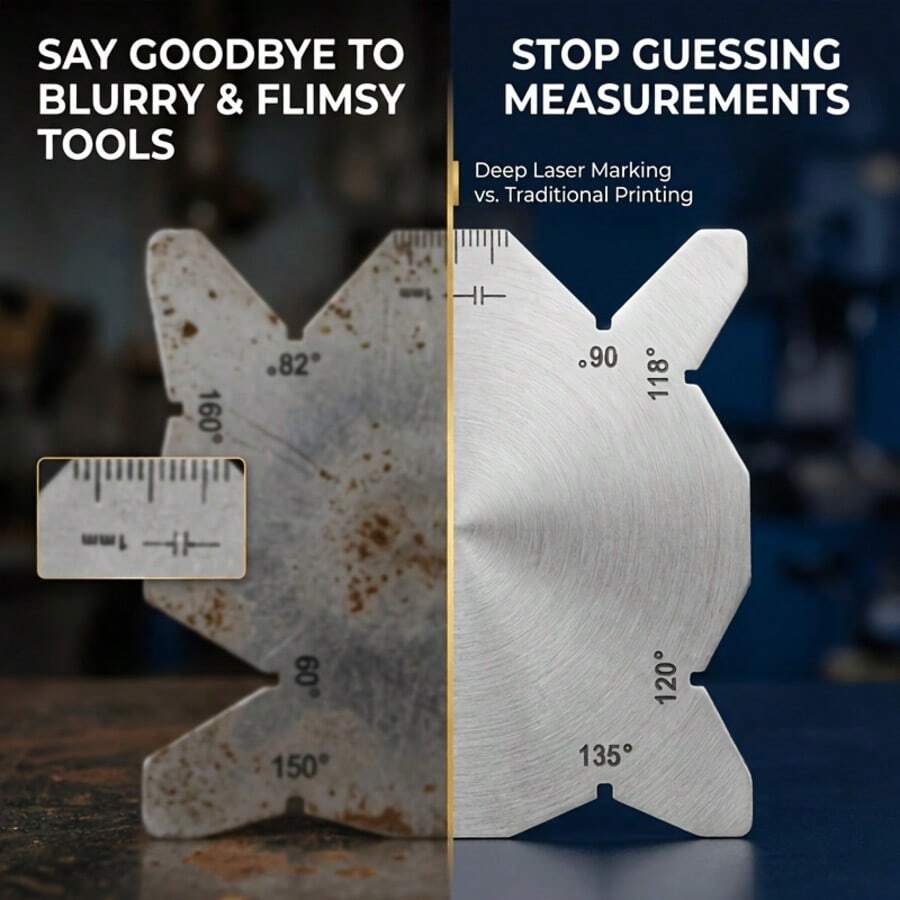 Stainless Steel Welding Square, Multi-Angle Measurement Template, High Precision Woodworking Marking Tool - A - View 1