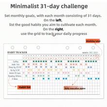 40pcs A6/A7 Size 31-Day Habit Tracker Refill Pages, Suitable For Planner, Monthly Plan, Yearly Plan, Daily Check-In, Self-Management, Diary, Loose-Leaf Notebook - Monthly Check-in - View 4
