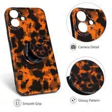 European & American Deep Amber + Round Lens Phone Case Compatible With Apple 17 Pro Max, 16 Pro Max, 15 Pro, 14, 13, Cute Girl Style, Fashionable, Protective Cover For Girls And Boys, Spring/Summer Phone Case, Birthday Gift, Holiday Gift - Brown - View 2