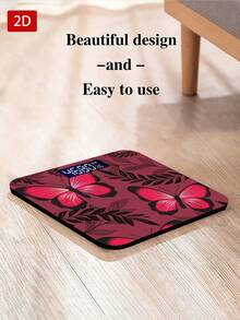 1pc Bathroom Scale, Red Butterfly And Black Leaf Pattern, Suitable As Holiday Gift - A - View 8