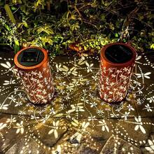 Metal Dragonfly Solar Lantern Light, Waterproof Projection Hanging Solar Light With Handle, Vintage Bronze Outdoor Decorative Light, Automatic Warm Shadow Light, Suitable For Garden, Patio, Yard, Fence, Pathway, Holiday, Wedding, Housewarming Decoration Gift, Solar Path Light, Ground Light, Outdoor Garden Decoration, Balcony Decoration, Outdoor Solar Light, LED Light Strip, Camping Essential - Dragonfly Lantern - View 4