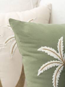 1件綠色極簡現代椰子樹刺繡枕套，適合室內裝飾，四季通用，不含枕芯 - 綠色 - 查看 7
