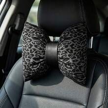 Luxury Leopard Print Car Headrest, Soft Fashion Interior Decor Accessory For All Seasons BLACK - A - View 10