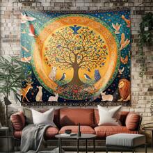 One "Tree Of Life" Tapestry Designed To Create A Soothing Atmosphere; Suitable For Use As A Bedroom Headboard Backdrop, Dorm Or Rental Decor, Hostel Styling, A Background For Live Streaming Or Photography, Sofa Decoration, Or As A Gift. - Multicolor - View 1
