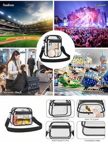 Clear Stadium Approved Black Crossbody Bag White Transparent Shoulder Purse Waterproof Pvc Clear Bag Concert Sports Events Travel Vertical/Horizontal - Multicolor - View 11