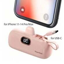 5000mAh 22.5W Capsule Pocket Charger, Mini Fast Charging Portable Power Bank With Digital LED Battery Display, Built-In Lightning Plug & Integrated USB-C Cord With Lanyard, Lightweight Battery Pack, Carry-On Approved For IPhone 13 Pro Max  Galaxy S24 FE  8 Back To School Outdoor Use - 1PC - View 9