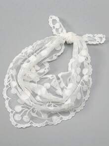 1pc Lace Floral Trim Triangle Scarf - Multicolor - View 3