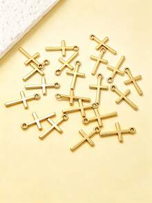 10pcs Stainless Steel Cross Pendant Charms, Suitable For DIY Jewelry Making. - Pendants - View 4