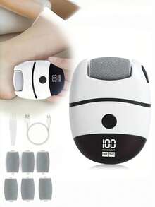 Electric Foot Callus Remover, Equipped With 6 Replaceable Grinding Heads, Professional Callus Remover, Electric Foot File And Skin Exfoliator, Can Polish Foot Skin, 2-Speed Adjustment, USB Charging, 500mAh Lithium Battery, Compact And Portable - Multicolor - View 3