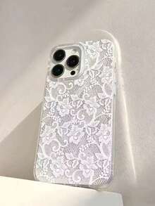 1件蕾絲花卉手機殼，適用於 Apple 16 Pro/17 Pro Max/16/15/14 - 白色 - 查看 2