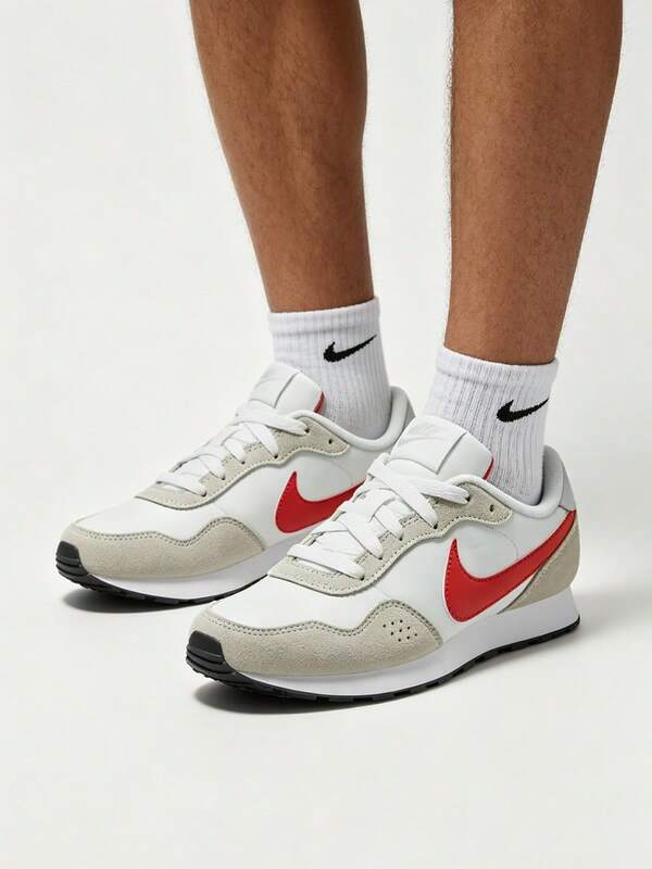 NikeMD Valiant 男女同款休閒鞋皮革復古GS 防滑減震耐磨低筒跑步鞋灰白色